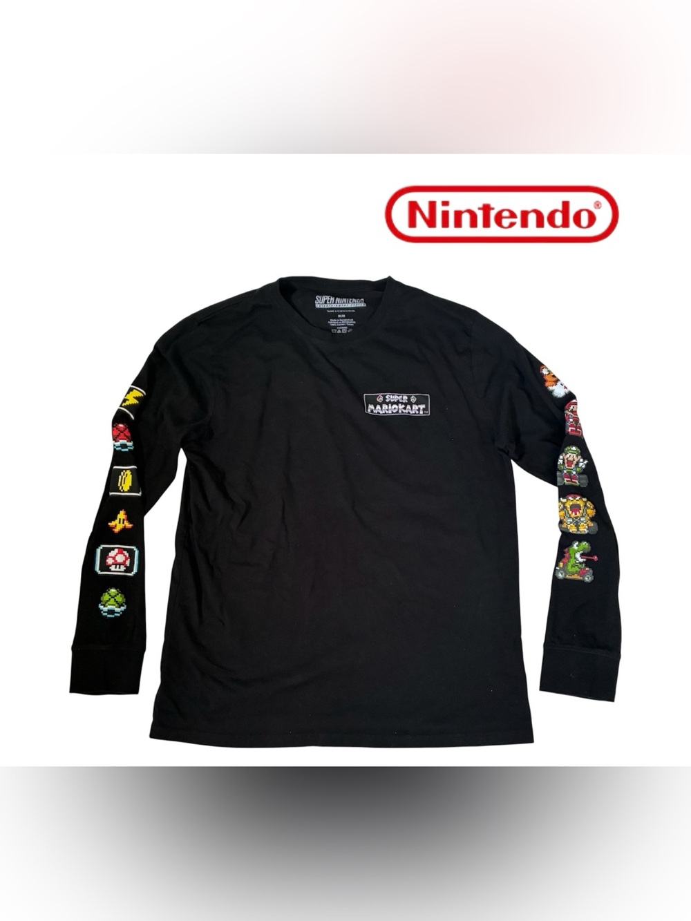 LONG SLEEVED MARIO KART SHIRT SUPER NINTENDO RETRO